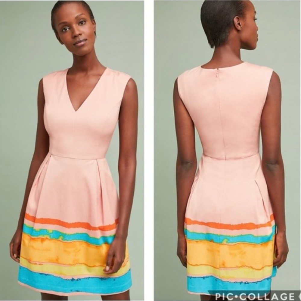 Tracy Reese X Anthropologie Painterly Sleevless Pleated Dress